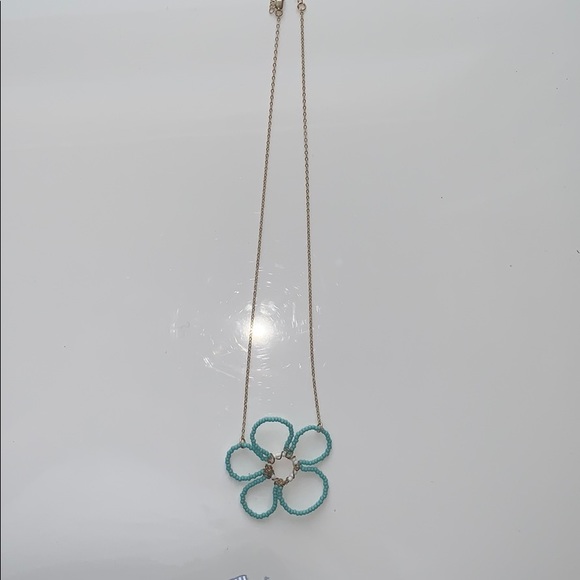 Turquoise Beaded Flower Necklace - Picture 2 of 5